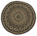 Round Henna Printed Jute Rug 200cm - Natural/Black-abc