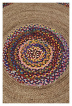 Round Multicolour Jute & Cotton Chindi Rug 200cm - Natural/Multi-abc