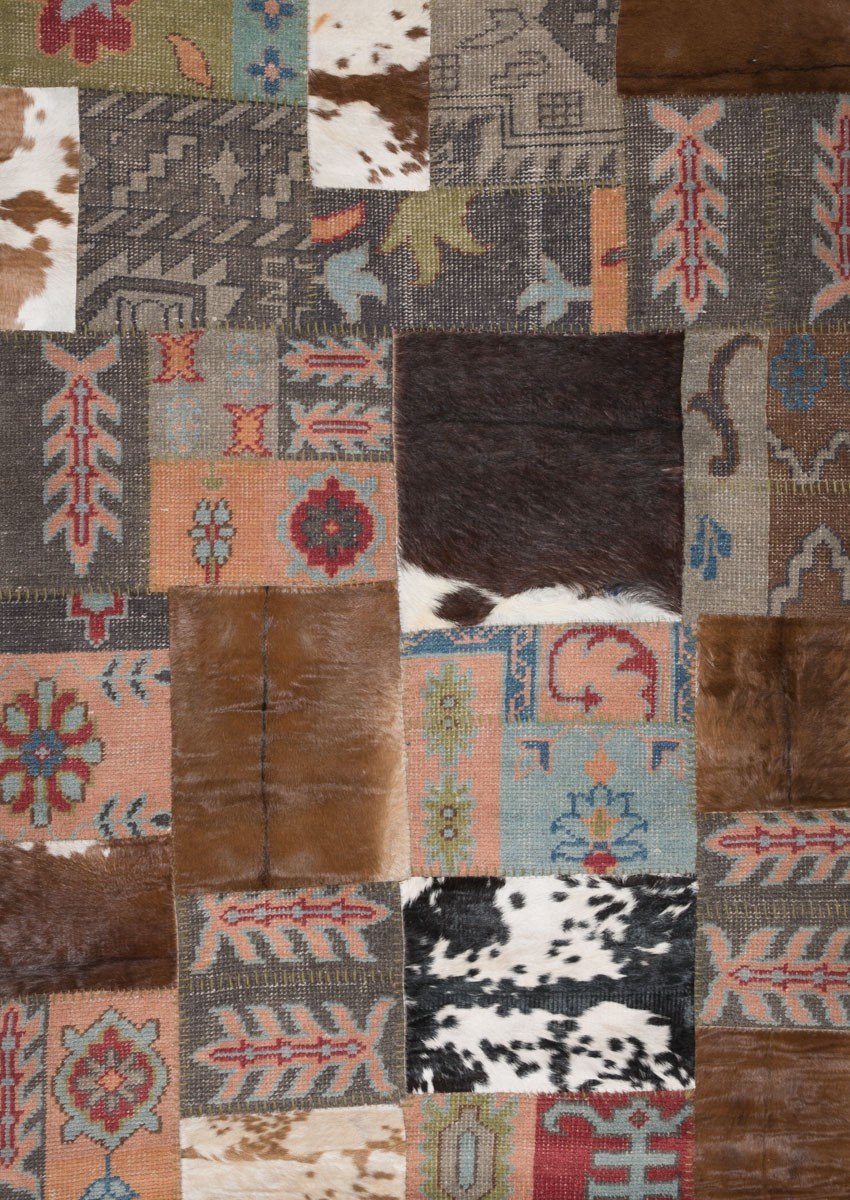 Rug Aramis Handmade Patch Wool and Hair on Hide-abc