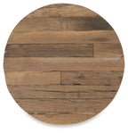 Vintage Round Distressed Wood and Iron Accent Table-abc