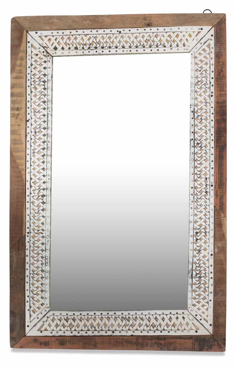 Vintage Distressed Wood and Iron Mirror-abc