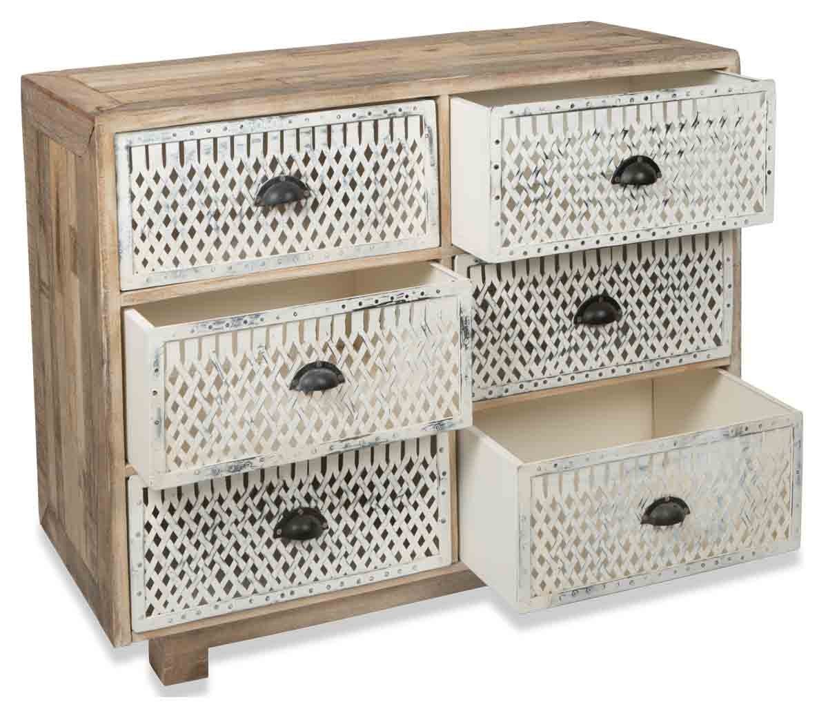 Vintage Distressed Wood and Iron Six Drawer Dresser-abc