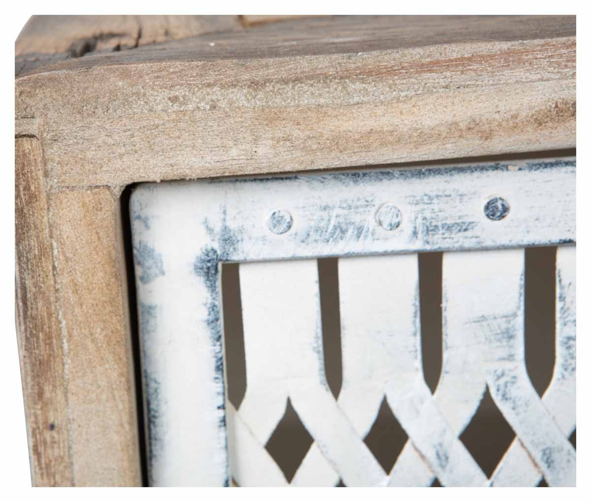 Vintage Distressed Wood and Iron Six Drawer Dresser-abc