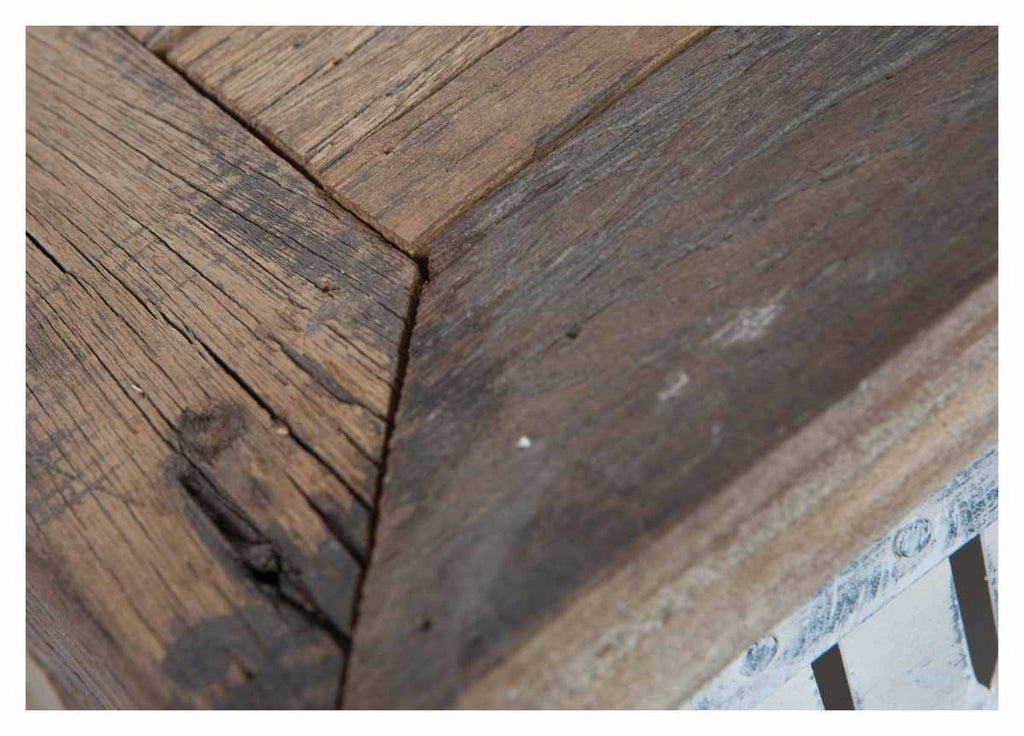 Vintage Distressed Wood and Iron Six Drawer Dresser-abc