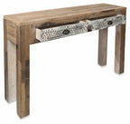 Vintage Distressed Wood and Iron Two Drawer Console-abc