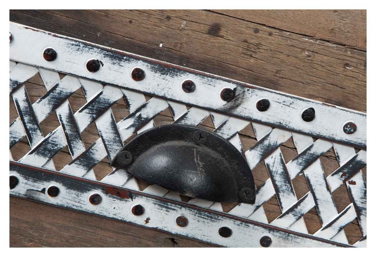 Vintage Distressed Wood and Iron Two Drawer Console-abc