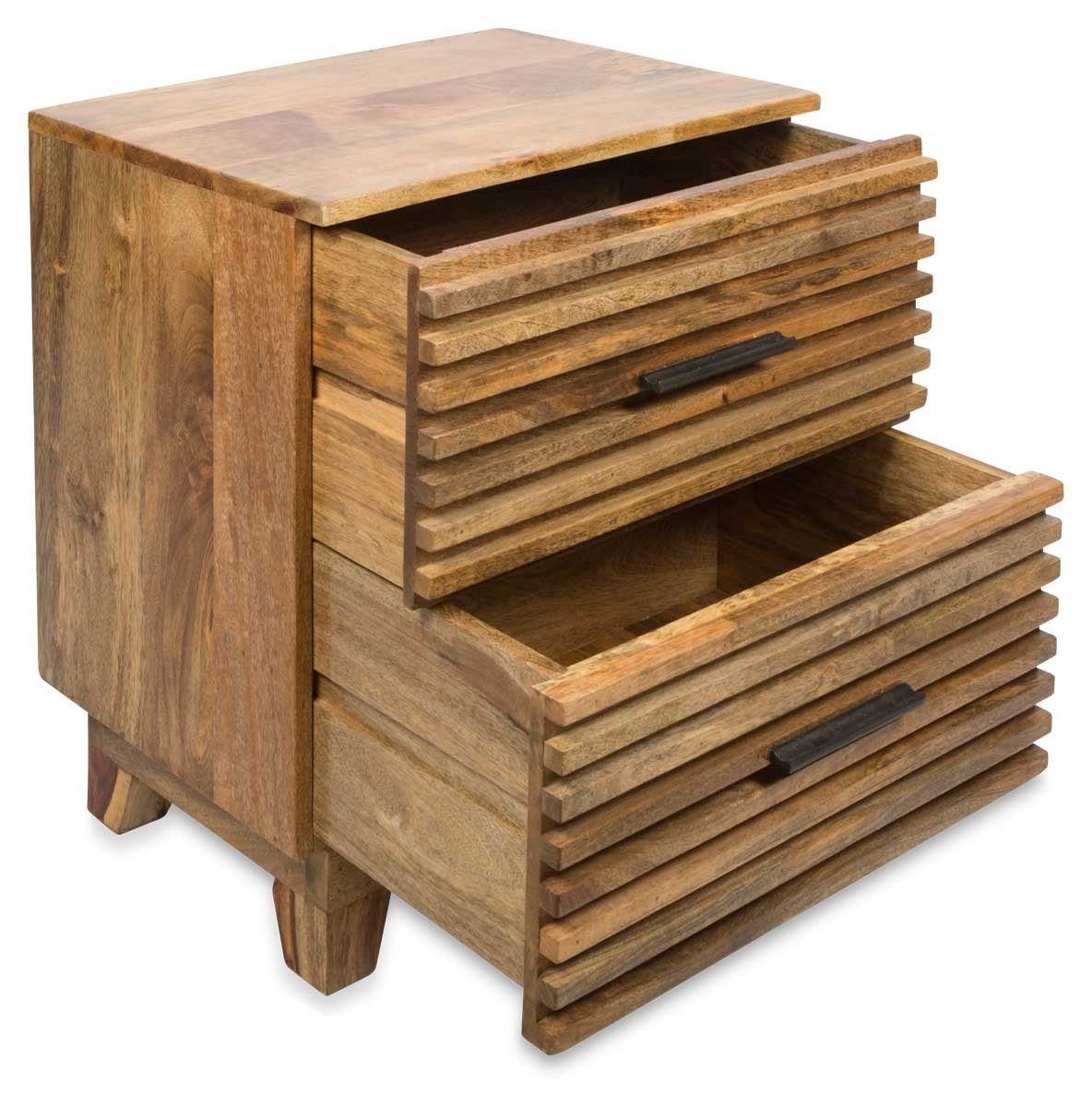 Ajara Two Draw Ribbed Bedside Table-abc