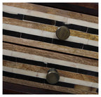 Wooden Two Draw Side Table with Straight Line Bone Inlay-abc