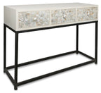 Flat Mother of Pearl Shell Wooden Console with Three Draws-abc