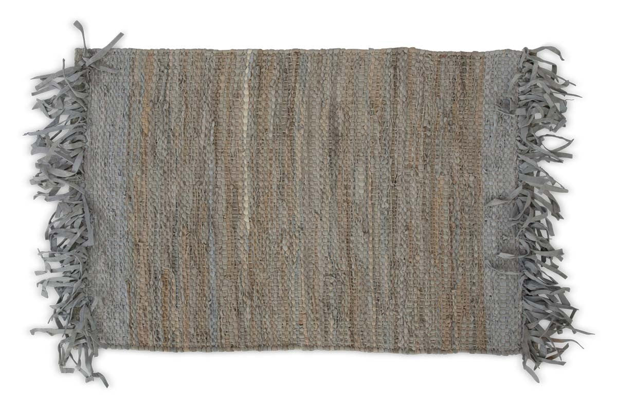 Avani Leather Handloom 60x90 Floor Mat with Fringes-abc