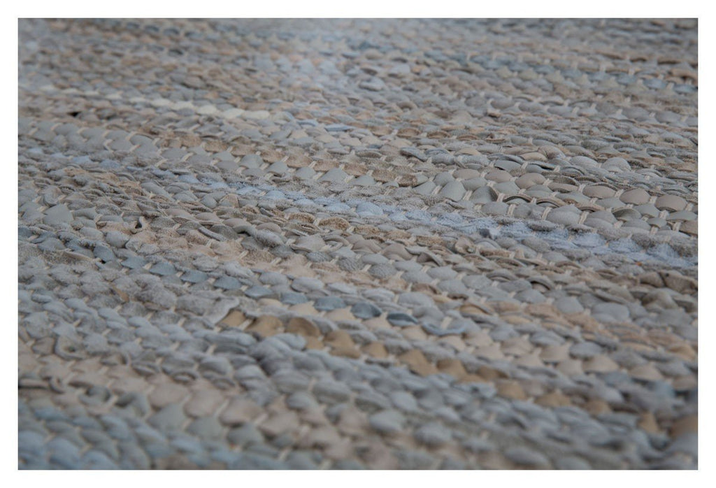 Avani Leather Handloom 60x90 Floor Mat with Fringes-abc