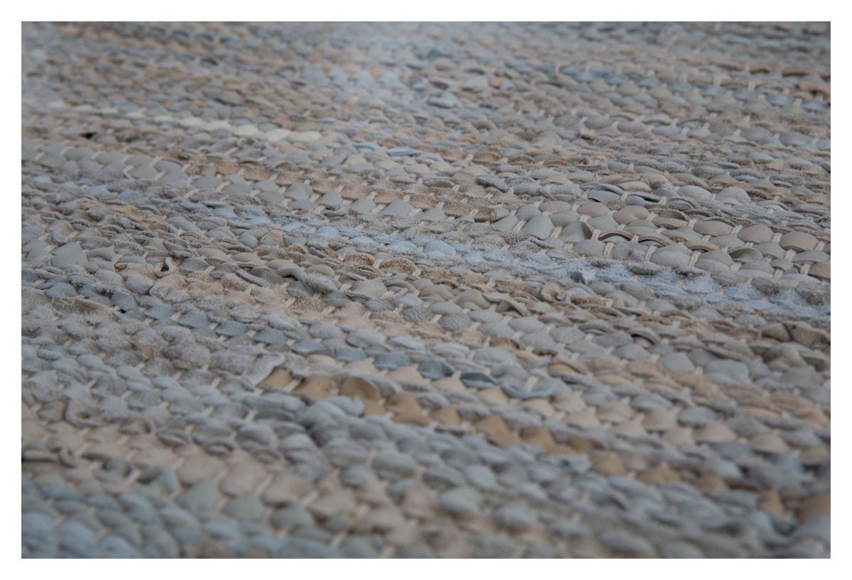 Avani Leather Handloom 60x90 Floor Mat with Fringes-abc