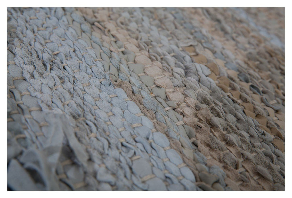 Avani Leather Handloom 60x90 Floor Mat with Fringes-abc