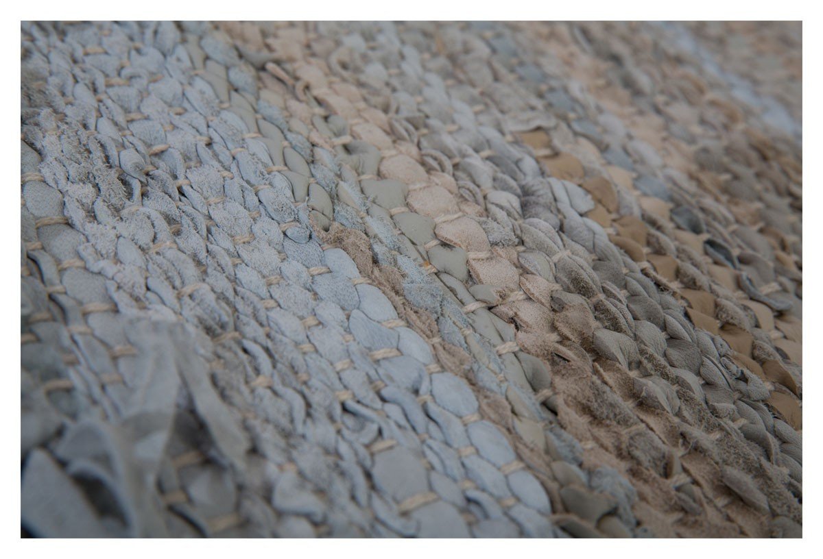 Avani Leather Handloom 60x90 Floor Mat with Fringes-abc