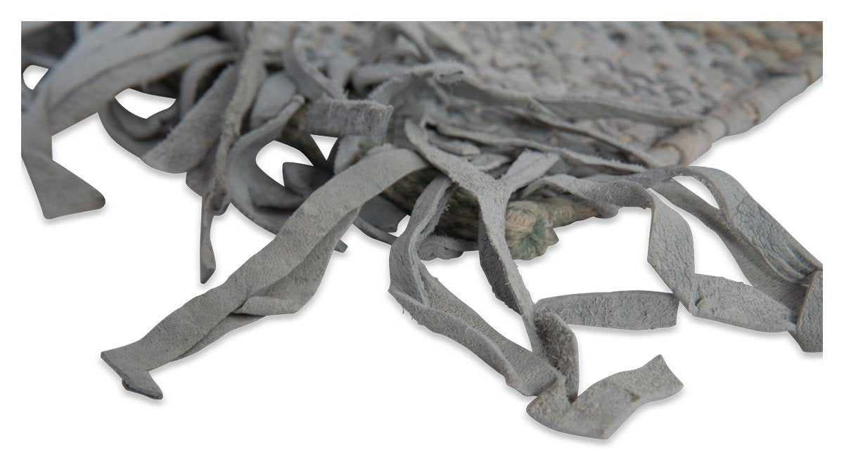 Avani Leather Handloom 60x90 Floor Mat with Fringes-abc