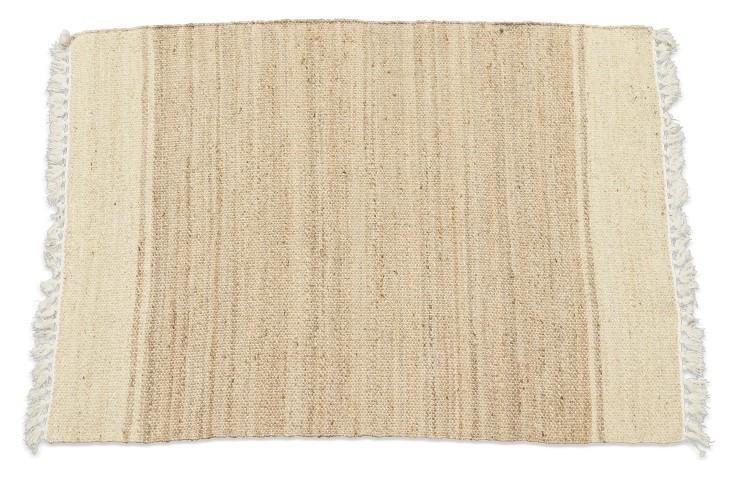 Asmita Jute HandLoom Floor Mats with Tassels - Ivory/Natural-abc