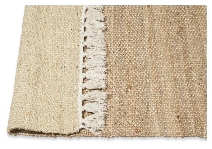 Asmita Jute HandLoom Floor Mats with Tassels - Ivory/Natural-abc