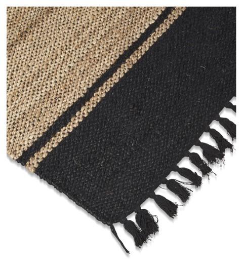 Asmita Jute HandLoom Floorr Mats with Tassels - Black/Natural-abc