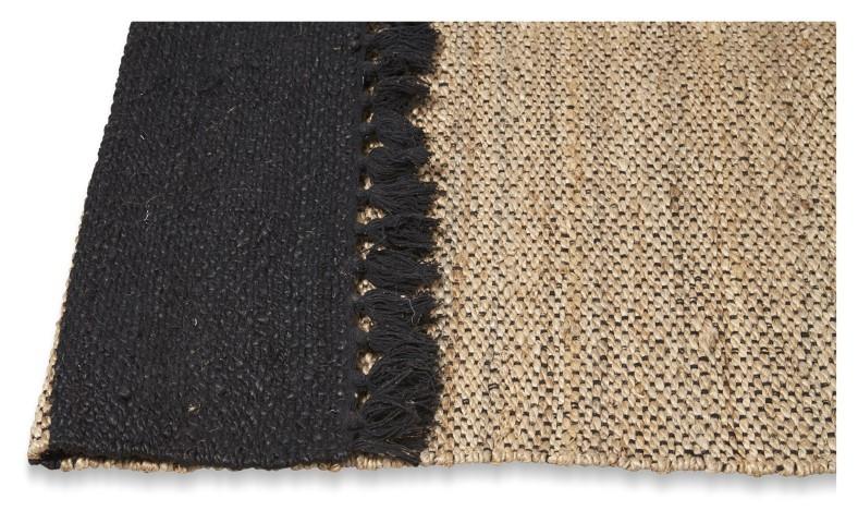 Asmita Jute HandLoom Floorr Mats with Tassels - Black/Natural-abc