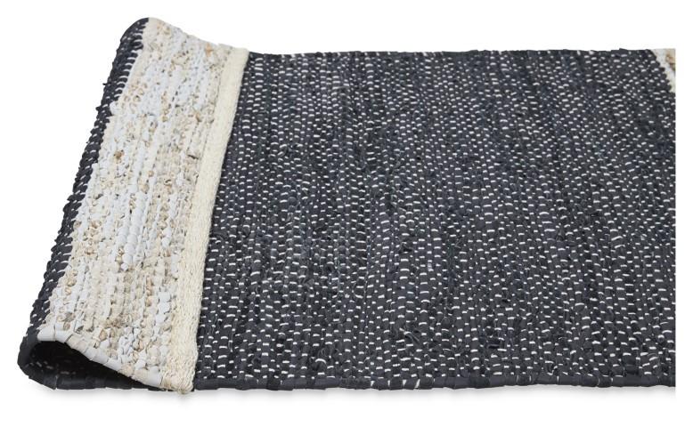 Leather Jute Sumak Handloom Rug - Black-abc