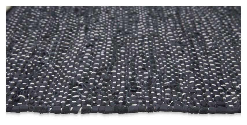 Leather Jute Sumak Handloom Rug - Black-abc