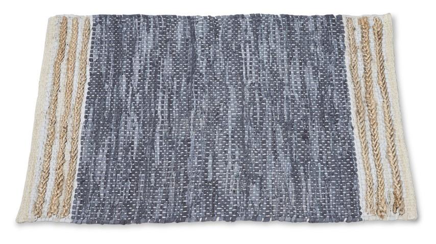 Leather Jute Sumak Handloom Rug - Dark Grey-abc