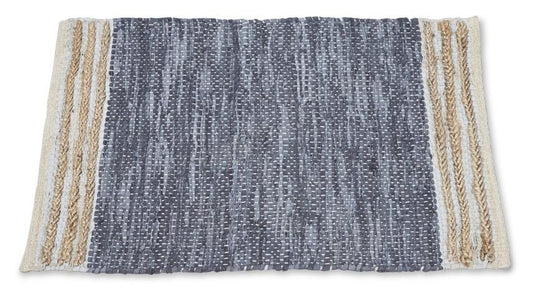 Leather Jute Sumak Handloom Rug - Dark Grey-abc