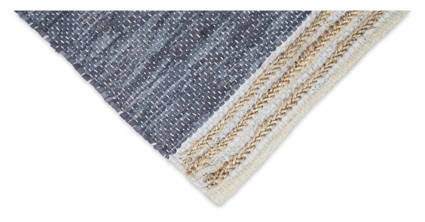 Leather Jute Sumak Handloom Rug - Dark Grey-abc
