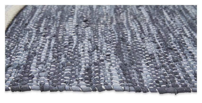 Leather Jute Sumak Handloom Rug - Dark Grey-abc