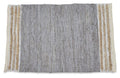 Leather Jute Sumak Handloom Rug - Light Grey-abc