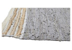 Leather Jute Sumak Handloom Rug - Light Grey-abc