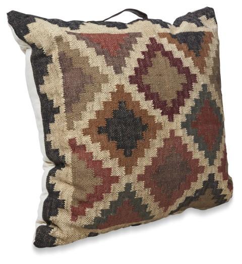 Kilm Checkered 75cm Floor Cushion w handle - Brown Multi-abc