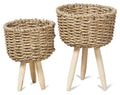 Set of 2 Lined Grass Planters - Natural-abc
