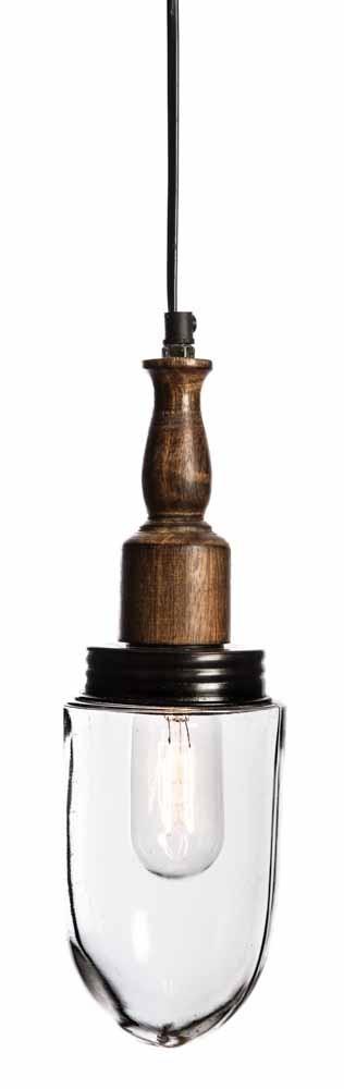 Vintage Glass Ceiling Lamp-with Wood Fitting-abc