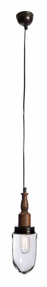 Vintage Glass Ceiling Lamp-with Wood Fitting-abc