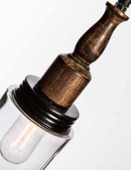 Vintage Glass Ceiling Lamp-with Wood Fitting-abc
