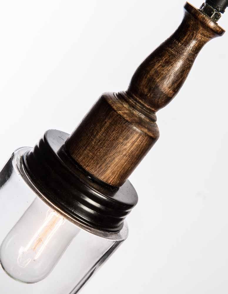 Vintage Glass Ceiling Lamp-with Wood Fitting-abc