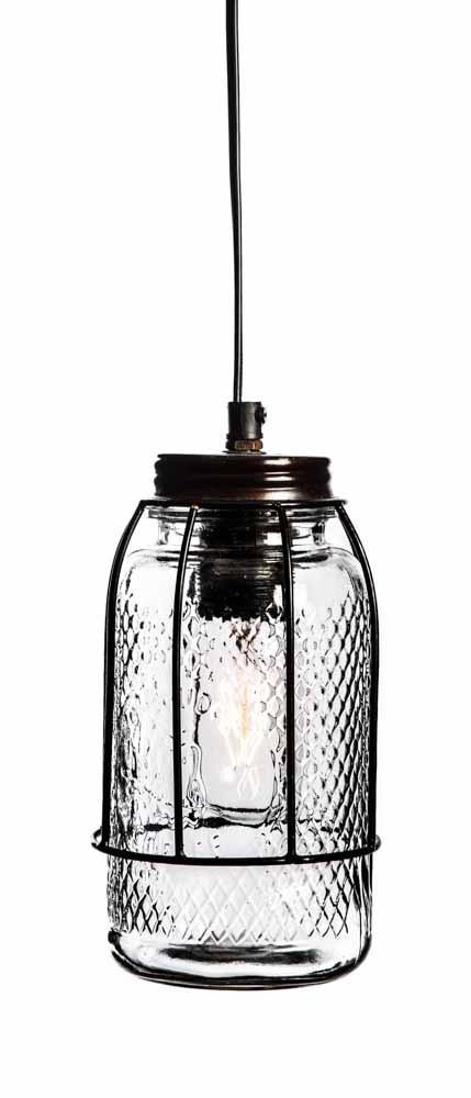 Vintage Jar Iron/Glass Ceiling Lamp-abc