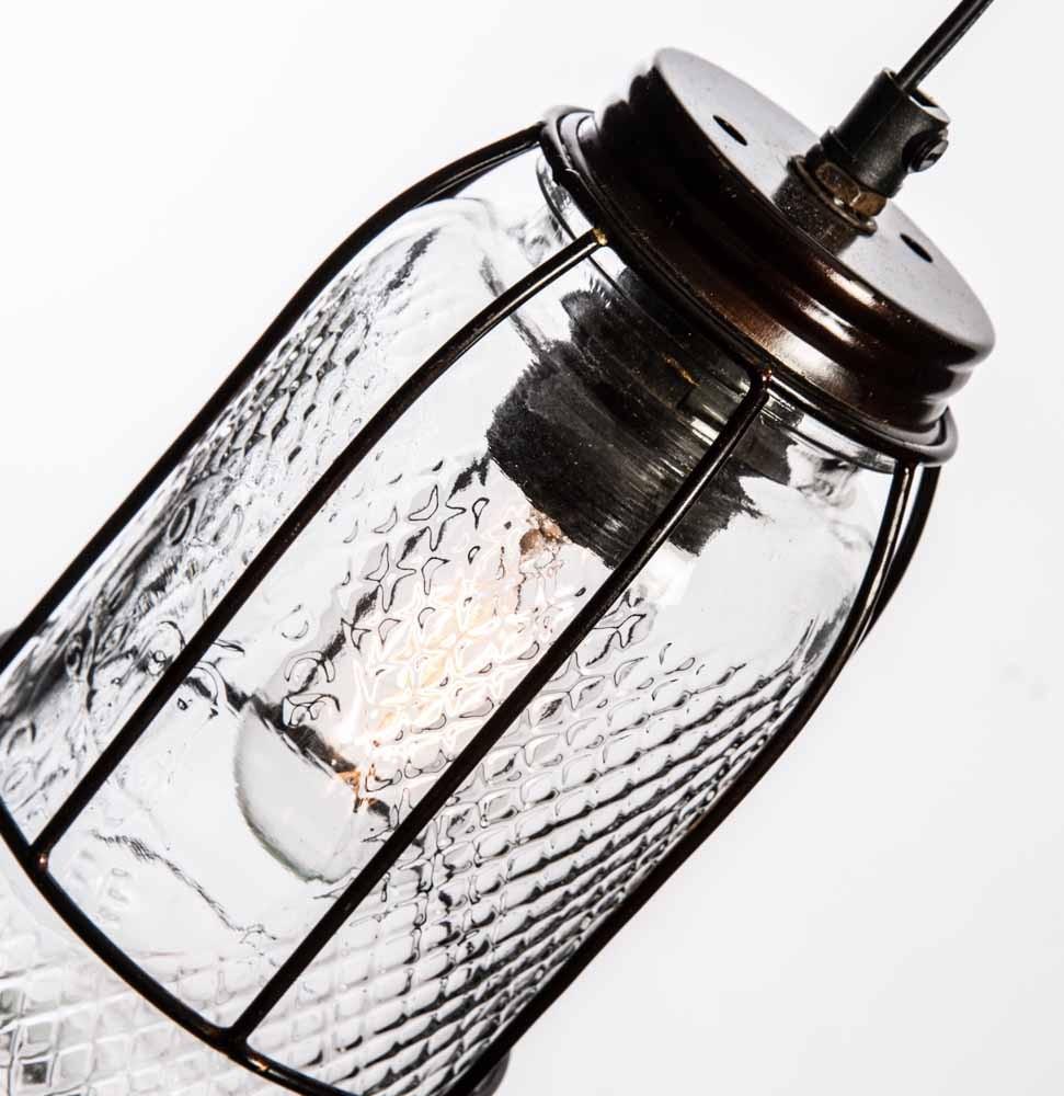 Vintage Jar Iron/Glass Ceiling Lamp-abc