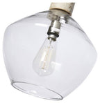 Classic Glass and Wood Pendant Light - Clear/White Wash-abc