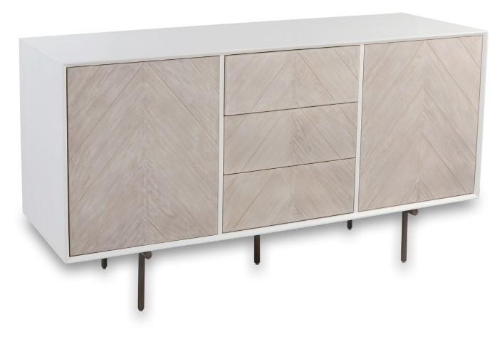 Fox & Ivy 2 Door 3 Drawer Buffet Cabinet - White Wash-abc