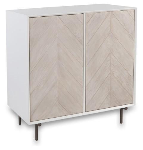 Fox & Ivy Solid Bar Cabinet with internal Shelving - White Wash-abc