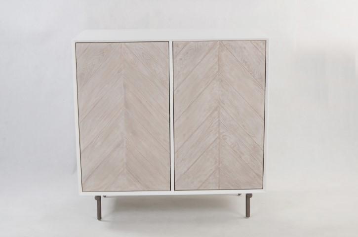 Fox & Ivy Solid Bar Cabinet with internal Shelving - White Wash-abc