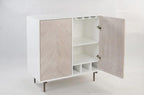 Fox & Ivy Solid Bar Cabinet with internal Shelving - White Wash-abc