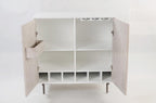Fox & Ivy Solid Bar Cabinet with internal Shelving - White Wash-abc