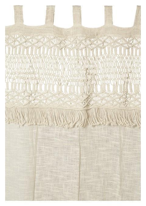 Boho Hand Knitted Cotton Curtain Wall Art - Natural-abc