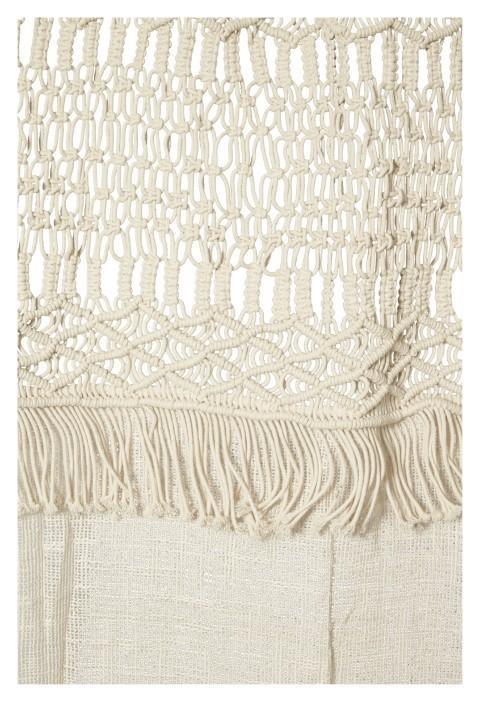 Boho Hand Knitted Cotton Curtain Wall Art - Natural-abc