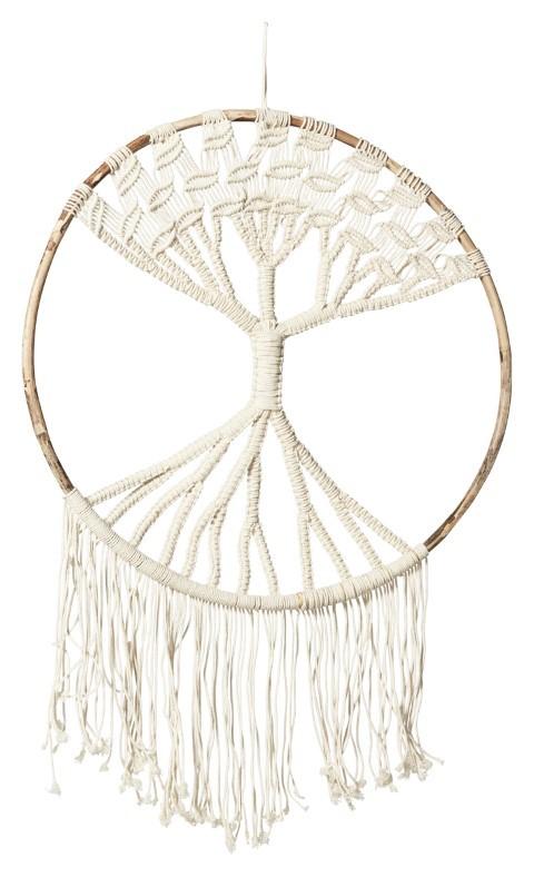 Hand Knitted Cotton Tree of Life Wall Art - Natural-abc