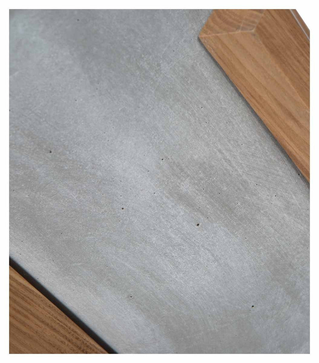 Round Concrete Planter on Wooden Oak Stand Small-abc