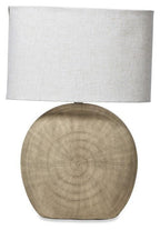 Large Swirl Ceramic Lamp with Fabric Shade - Terracotta/Natural-abc